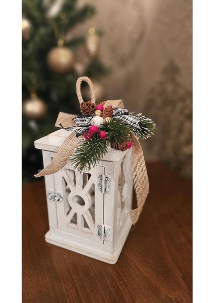 Dekoratif Fener ,yılbaşı Süsü, Ahşap Boyama Eskitme Noel Süsü, Christmas Hediyelik Fener indirimleri