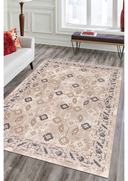 Lynosse Açık Bej Gri Yumuşak Konforlu Halı P0521