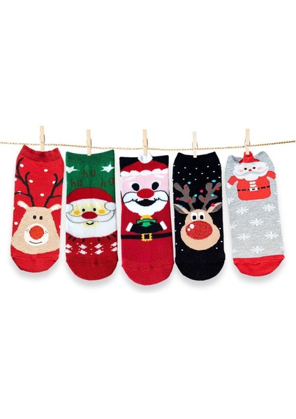 Tekno Trust 5'li Yılbaşı Christmas Noel Renkli Çoraplar Seti