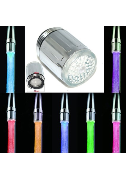 7 Renk Stili Yenilik Tasarımı 7 Renk Rgb Renkli LED Işıklı Su Akışı Musluk Başlığı Ev Banyo Dekorasyonu Paslanmaz Çelik Su Musluğu (Yurt Dışından)