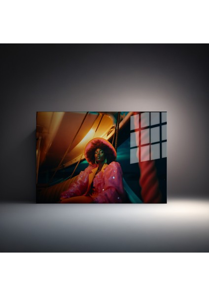 Premium^# Glass Art- Vintage-Retro-Popart Tablo Serisi - Jamaikalı Kadın-50 fiyatları