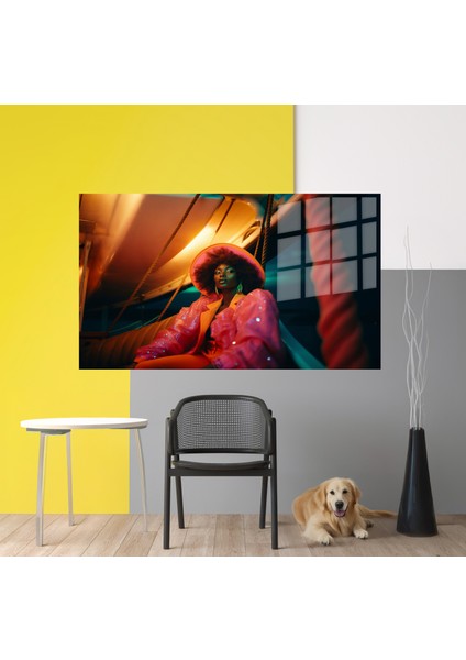 Premium^# Glass Art- Vintage-Retro-Popart Tablo Serisi - Jamaikalı Kadın-50 modelleri