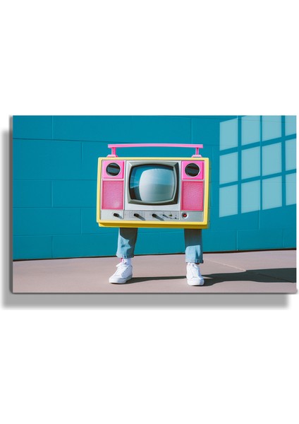 Premium^# Glass Art- Vintage-Retro-Popart Tablo Serisi - Tüplü Tv-32