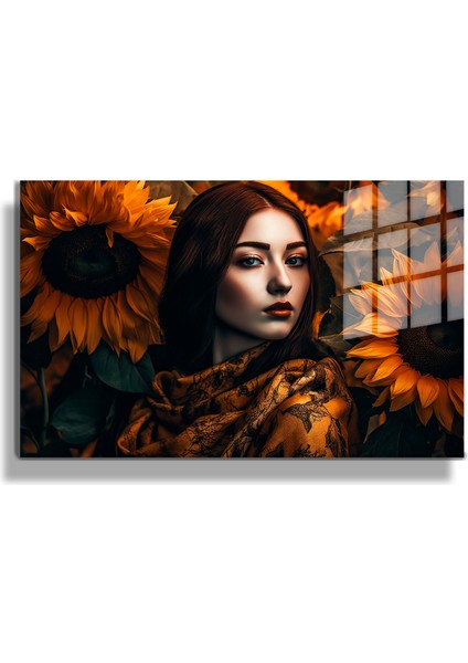 Premium^# Glass Art- Vintage-Retro-Popart Tablo Serisi Cam Tablo- Filipinli Kız-80