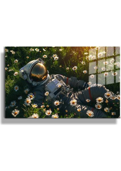 Premium^# Glass Art- Vintage-Retro-Popart Tablo Serisi - Astronot-53