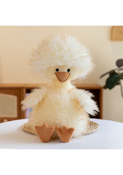 Uzun Saçlı Dundun Ördeği Peluş Oyuncak Küçük Sarı Ördek Bebek Yastık Arkadaşı 45CM (Yurt Dışından)