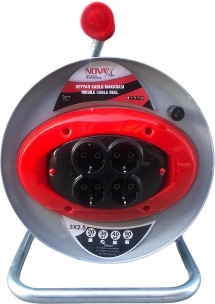 4'lü Grup Metal Makaralı Uzatma Kablo 3x2.5 50 mt