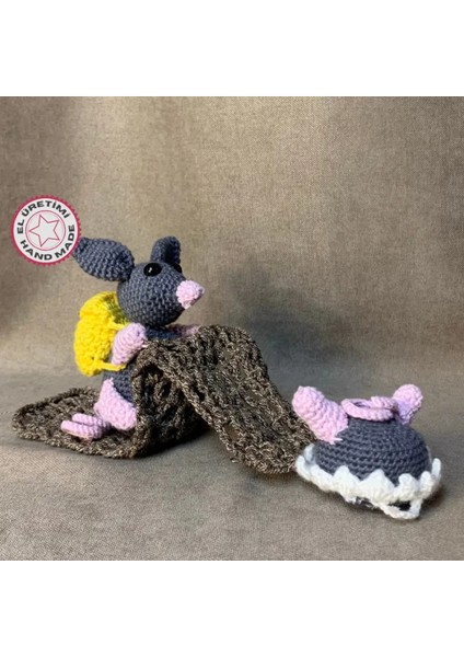 El Örgüsü Amigurumi Sevimli Fareler Oyuncak - 8 x 30 cm