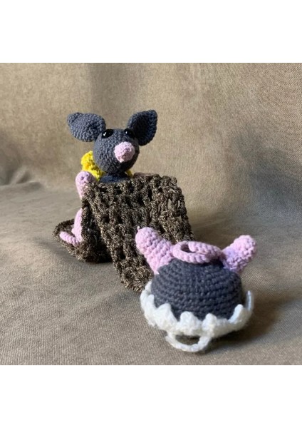 El Örgüsü Amigurumi Sevimli Fareler Oyuncak - 8 x 30 cm