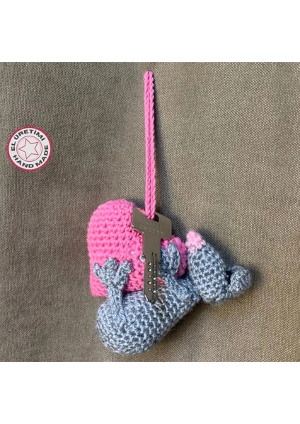 El Örgüsü Sevimli Fare Amigurumi Anahtarlık / Çanta Süsü - 8 x 10 cm