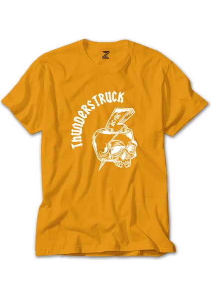 Ac Dc Thunderstuck Skull Sarı T-Shirt