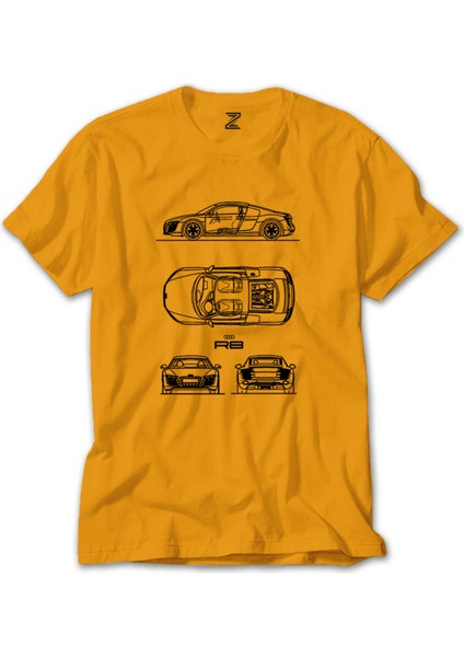 Audi R8 Blueprint Sarı T-Shirt