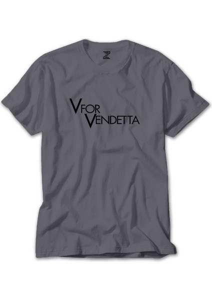 V For Vendetta Logo Gri Tişört