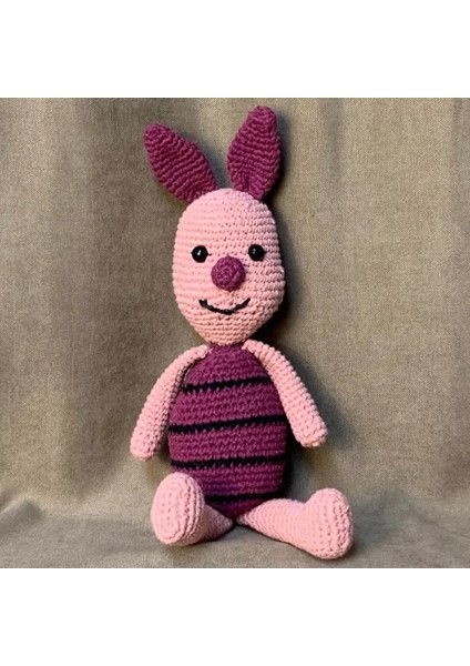 El Örgüsü Amigurumi Sevimli Piglet Domuzcuk Oyuncak - 13 x 37 cm