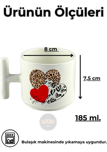 Deepcraft Best Quality 'Leopar Kalp' T Kulplu Kupa 185ml