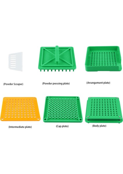 Kapsül Dolum Tepsisi 00 100 Delikli Kapsül Dolgu Kapsül Dolum Makinesi Kazıyıcılı Manuel Kapsül Doldurucu, Yeşil (Yurt Dışından) modelleri
