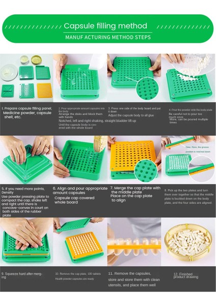 Kapsül Dolum Tepsisi 00 100 Delikli Kapsül Dolgu Kapsül Dolum Makinesi Kazıyıcılı Manuel Kapsül Doldurucu, Yeşil (Yurt Dışından) indirimleri