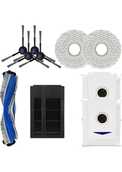 Ecovacs Deebot X2S Robotik Süpürge Aksesuarları Için 11 Adet Silindir Yan Fırça Hepa Filtre Paspas Bezi Toz Torbası (Yurt Dışından)