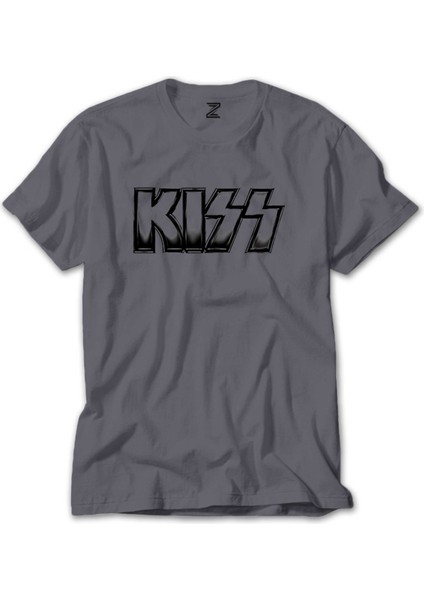 Kiss Metalic Logo Gri Tişört