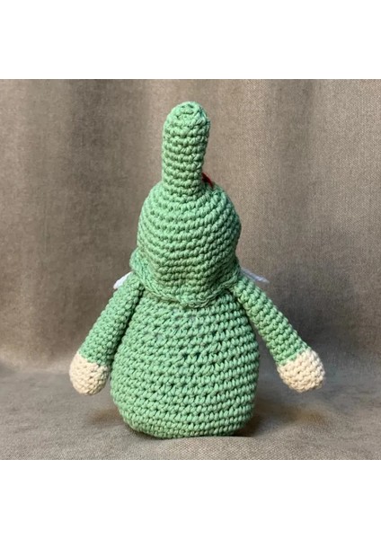 El Örgüsü Amigurumi Yeşil Noel Baba Figürü - 13 x 17 cm