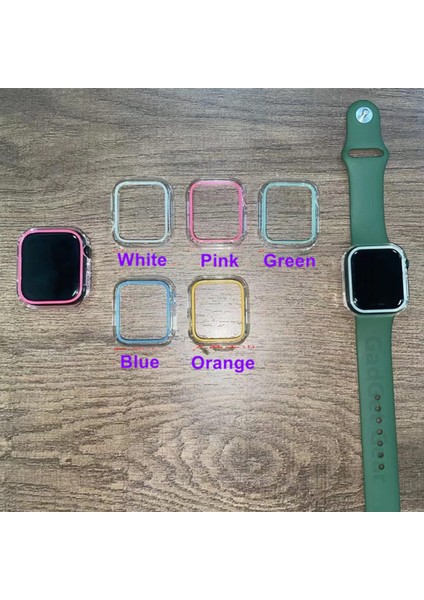 Apple Watch 9/8/7 Seri Uyumlu 45MM Neon Fosfor Çerçeve Şeffaf Kasa Ekran Koruyucu fırsatları