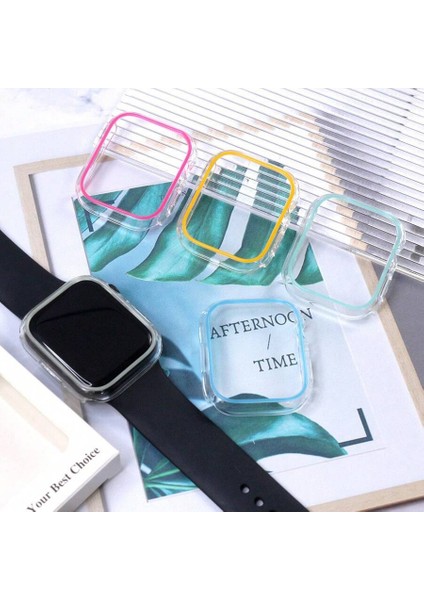 Apple Watch 9/8/7 Seri Uyumlu 45MM Neon Fosfor Çerçeve Şeffaf Kasa Ekran Koruyucu indirimleri