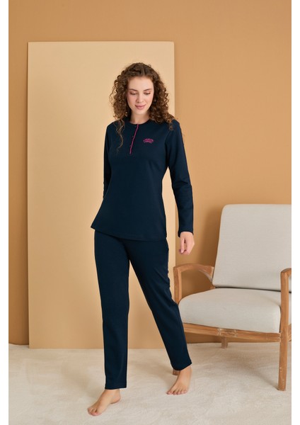 Kadın Düğmeli Yaka Pijama Takımı 3115
