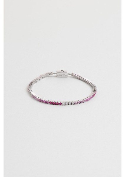 Gökkuşağı 18 Ayar Beyaz Altın Kaplama Gümüş Su Yolu Bileklik