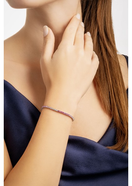 Gökkuşağı 18 Ayar Beyaz Altın Kaplama Gümüş Su Yolu Bileklik fırsatları