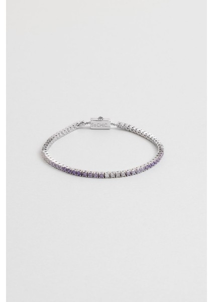 Gökkuşağı 18 Ayar Beyaz Altın Kaplama Gümüş Su Yolu Bileklik