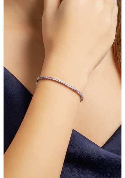 Gökkuşağı 18 Ayar Beyaz Altın Kaplama Gümüş Su Yolu Bileklik indirimleri