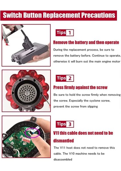 Dyson V11 V10 Temizleyici Aletler Temini Için 5 Adet Ekstra Güçlü Tetik Güç Anahtarı Düğmesi (Yurt Dışından)