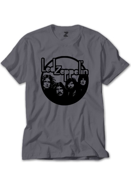 LED Zeppelin Circle Gri Tişört