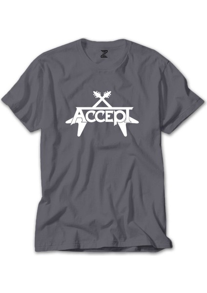 Accept Guitar Gri Tişört