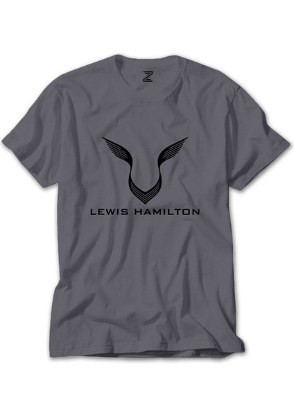 Lewis Hamilton Logo Gri Tişört