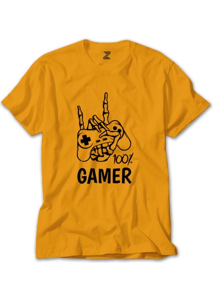 Gamer %100 Sarı Tişört