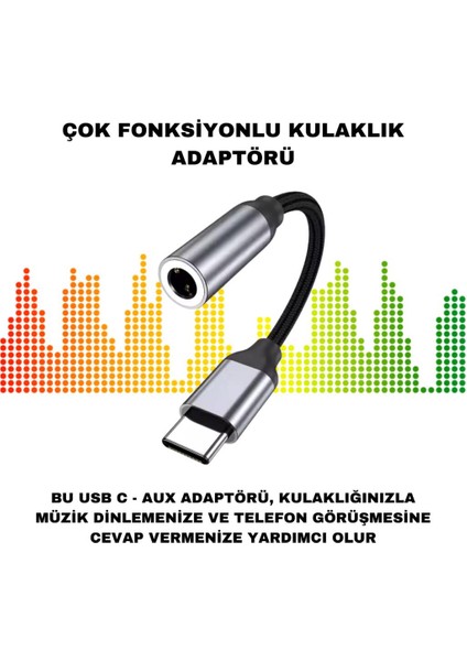 Type-C To 3.5mm Aux Dönüştürücü Type-C To 3.5mm Kulaklık Dönüştürücü Ses Dönüştürücü Kablo