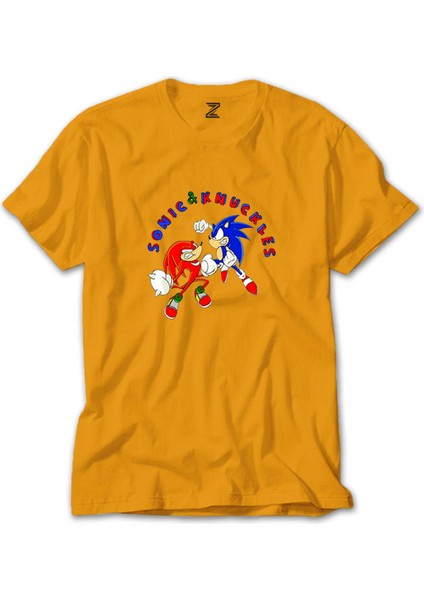 Sonic And Knuckles Fighting Sarı Tişört