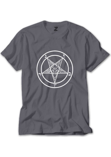 Baphomet Logo Gri Tişört