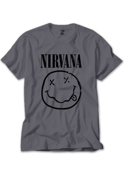 Nirvana Smiley Face Gri Tişört