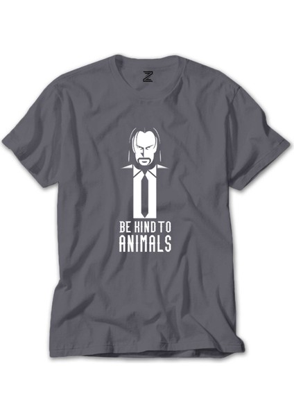 John Wick Be Kind Animals Gri Tişört