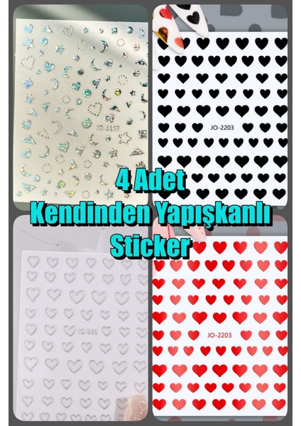 4 Adet Kendinden Yapışkanlı Tırnak Sticker, Nail Art, Tırnak Süsleme, Tırnak Dövmesi