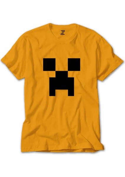 Minecraft Creeper Face Sarı Tişört