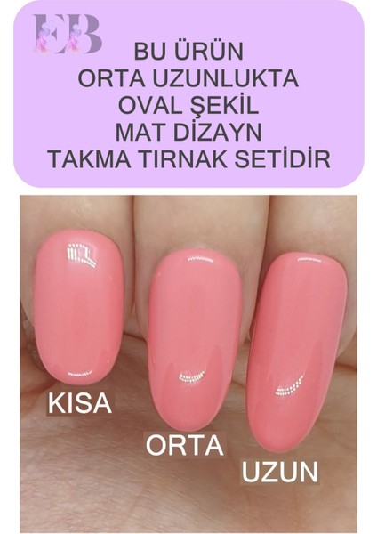 100 Adet SMALL Beden Oval Takma Tırnak Seti ORTA Uzunlukta Yapıştırıcı Hediyeli
