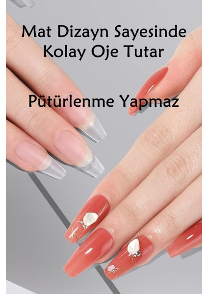 100 Adet LARGE Beden KÜT Takma Tırnak ORTA Uzunlukta Tabut Şekil Yapıştırıcı Hediyeli fırsatları