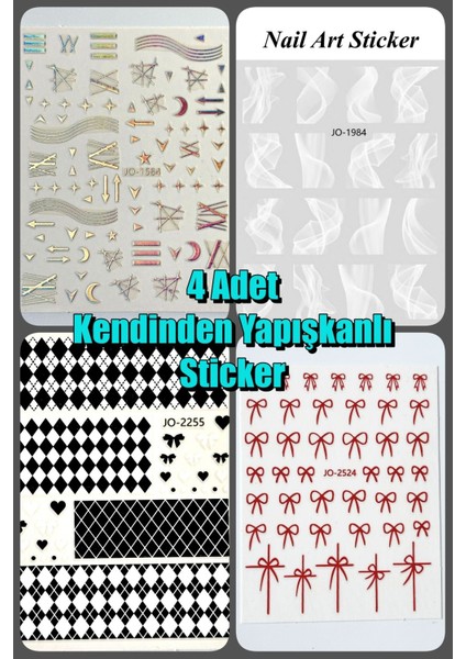 4 Adet Kendinden Yapışkanlı Tırnak Sticker, Nail Art, Tırnak Süsleme, Tırnak Dövmesi