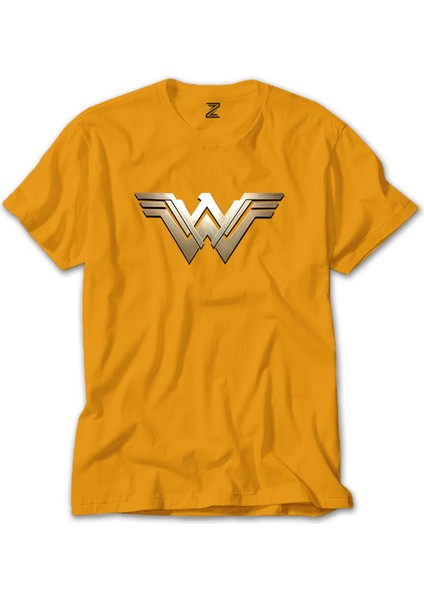 Wonder Woman Metal Logo Sarı Tişört