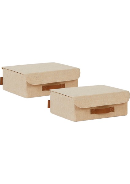 Tekno Trust 2 Adet Jüt Keten Kapaklı Dolap Çekmece Içi Takı Çamaşır Katlanır Saklama Kutusu Organizer 30 x 23 x 11