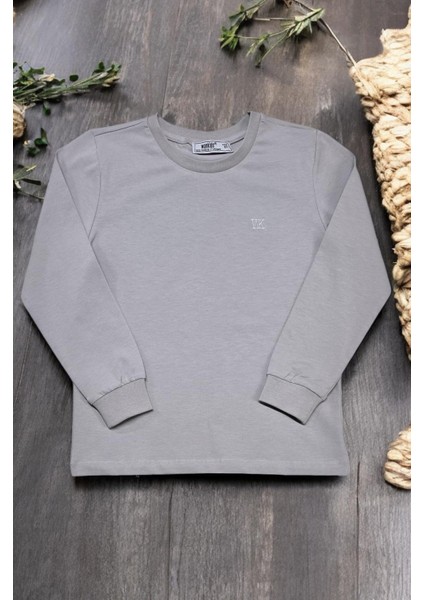 Unisex Çocuk Bisiklet Yaka Uzun Kollu Likralı Tişört Body