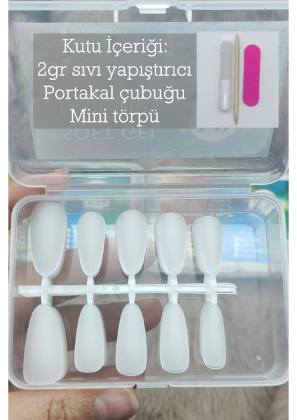 100 Adet MEDIUM Beden OVAL Takma Tırnak Seti ORTA Uzunlukta Yapıştırıcı Hediyeli